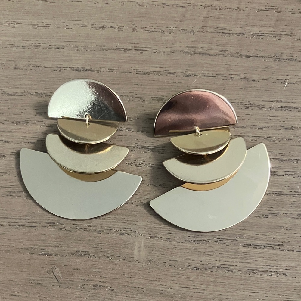 Elegant Gold and Silver Geometric Earrings